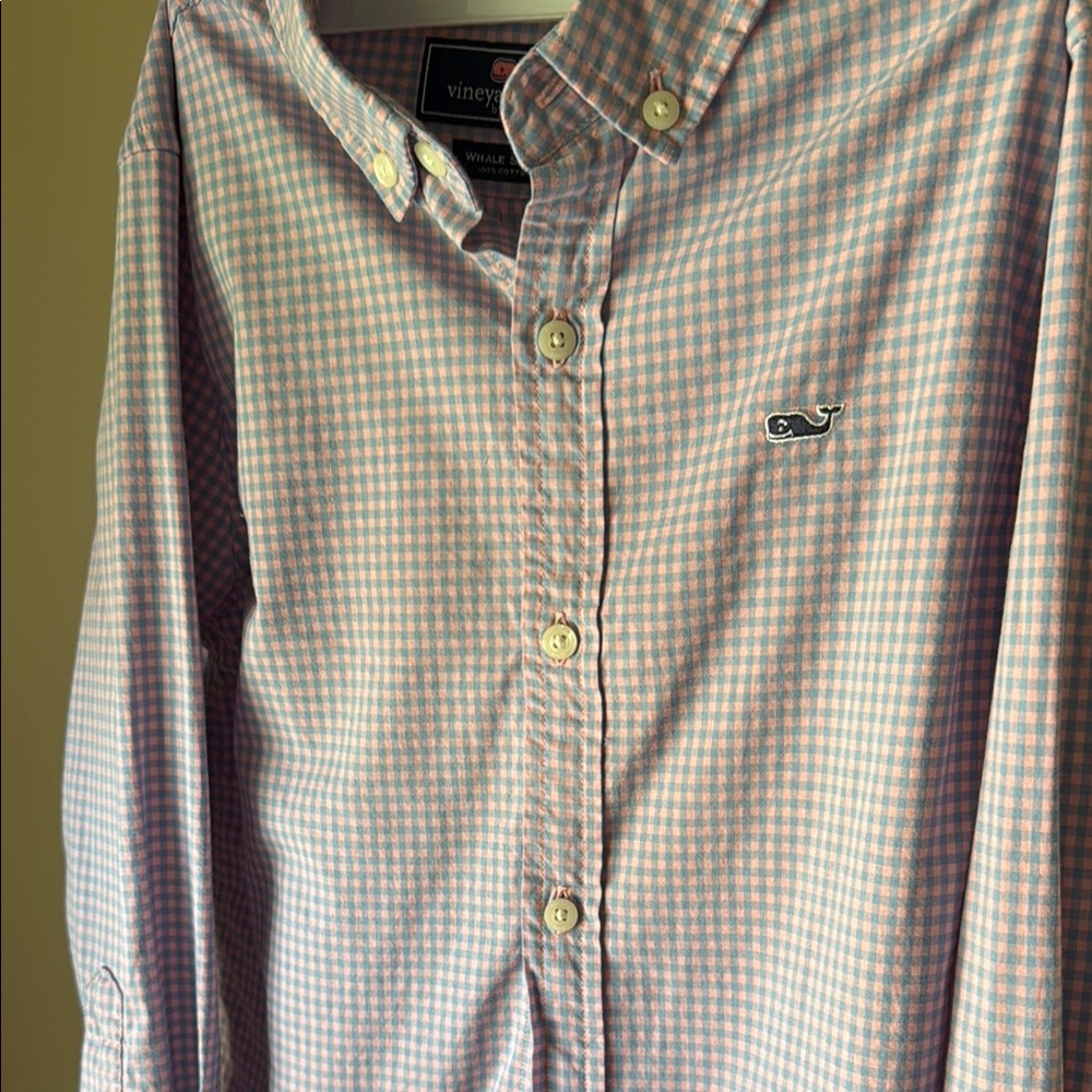 Vineyard Vines Dark Pink and Blue Casual Button Down Shirt